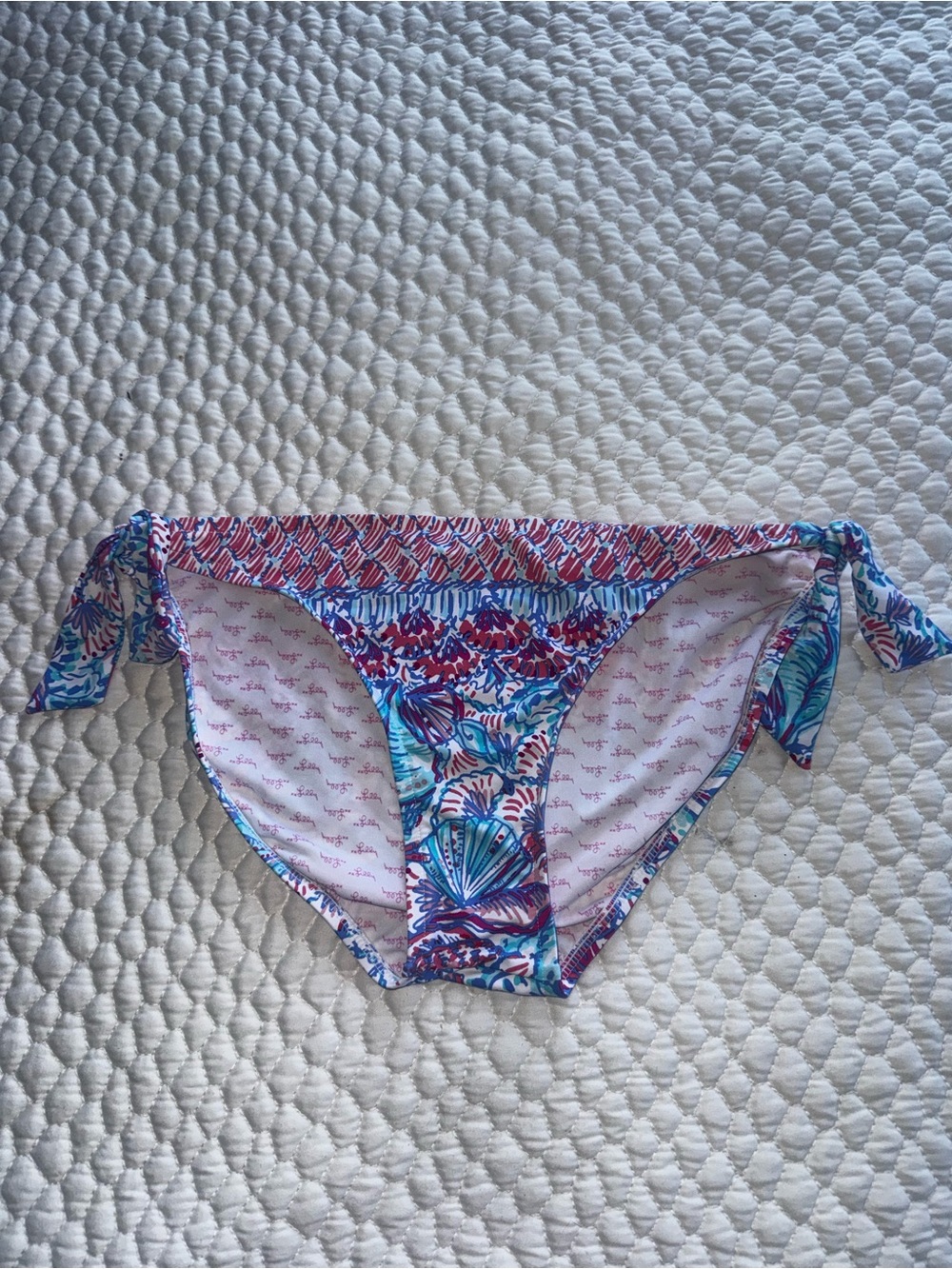 Lilly Pulitzer Bikini Bottom in Blue & Pink & Red Ocean Shell Print